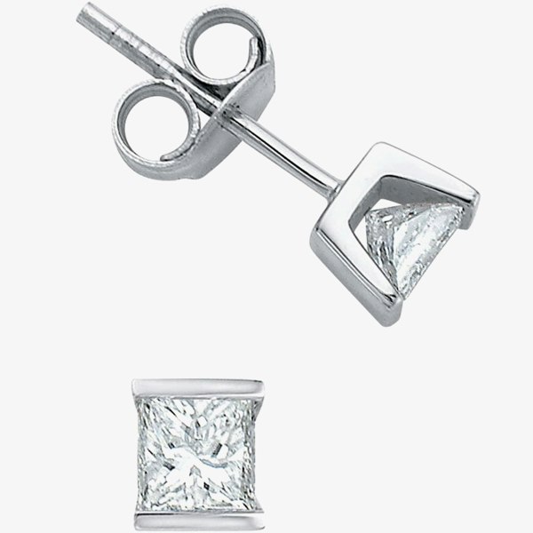 T. H. Baker 9ct White Gold 0.75ct Diamond Stud Earrings E1179W/75 DIA