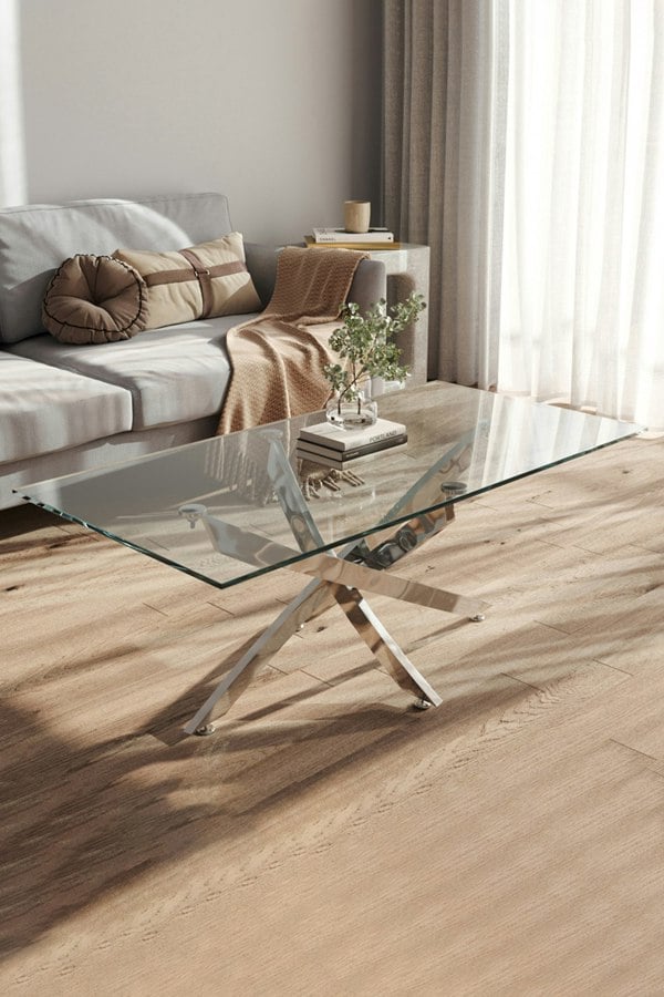 Living and Home Rectangle Clear Glass Top Coffee End Table - 120 x 60 x 45cm