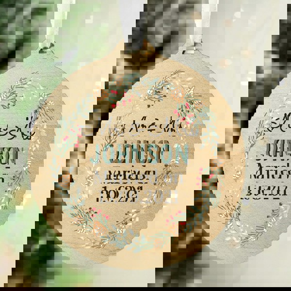 Personalised Memento Company Personalised Wreath Round Wooden Decoration