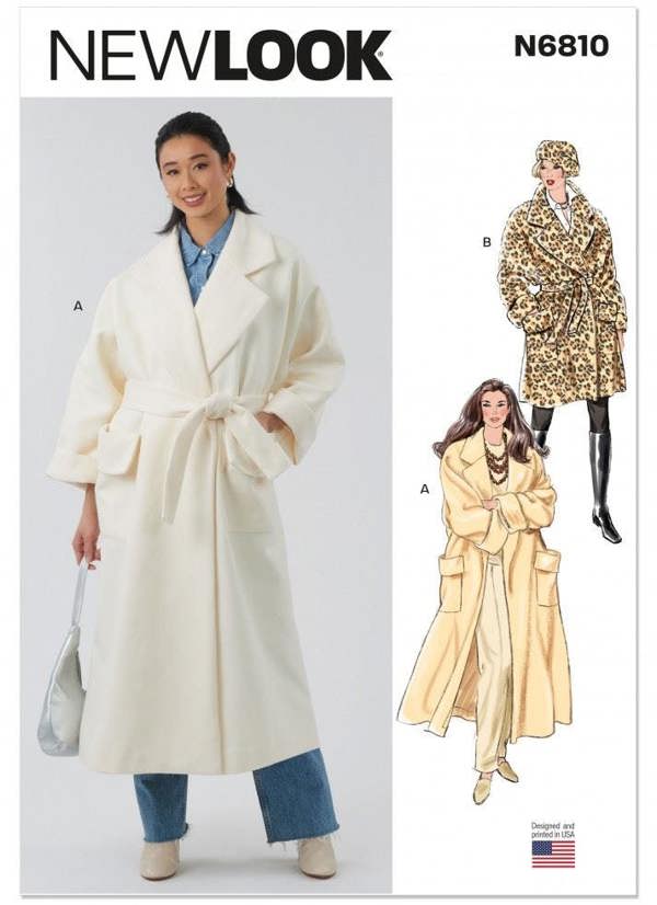 New Look Sewing Pattern 6810, Coats for Women, A (S-M-L-XL) - Intermediate