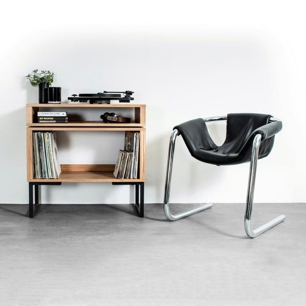 The Urban Editions Stack Record Player Stand on Minimalist Square Legs