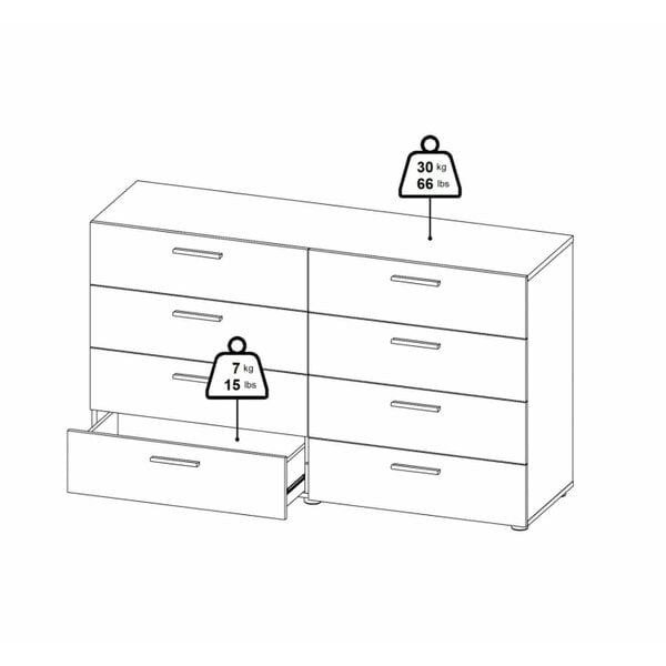 Wyld Haus Daejeon Black Wooden Wide Chest 8 Drawers