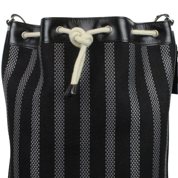 Saint Laurent long bucket bag in black and grey woven canvas