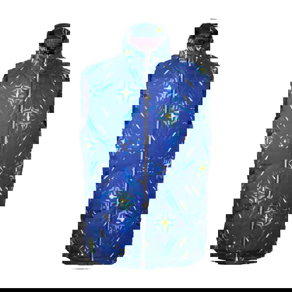 David WeJ Ethnic Print Padded Gilet - Blue Multi