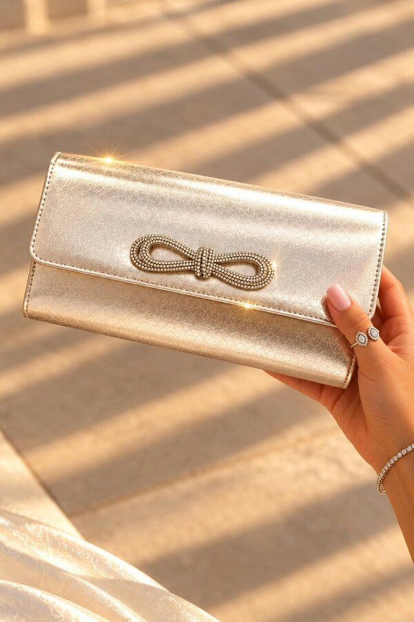 Love Lemonade Crystal Sassy Bow Bag Silver