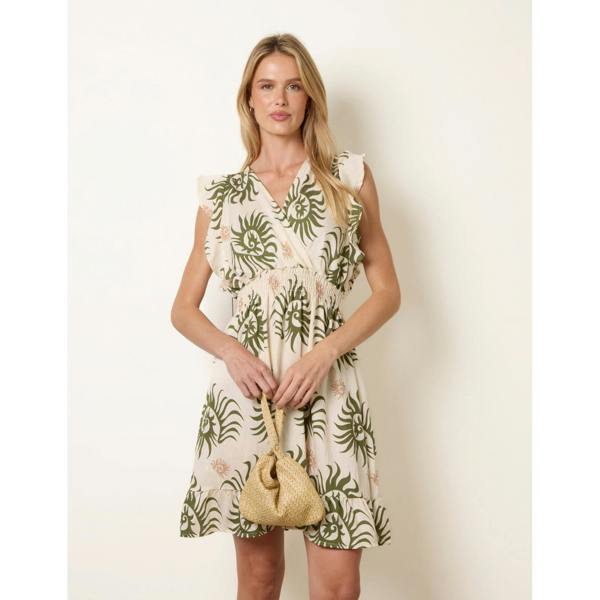 Blue Vanilla Printed Crossover Dress