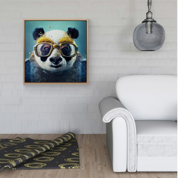 Warren Reed Panda With Golden Glasses Splash Art Framed Canvas