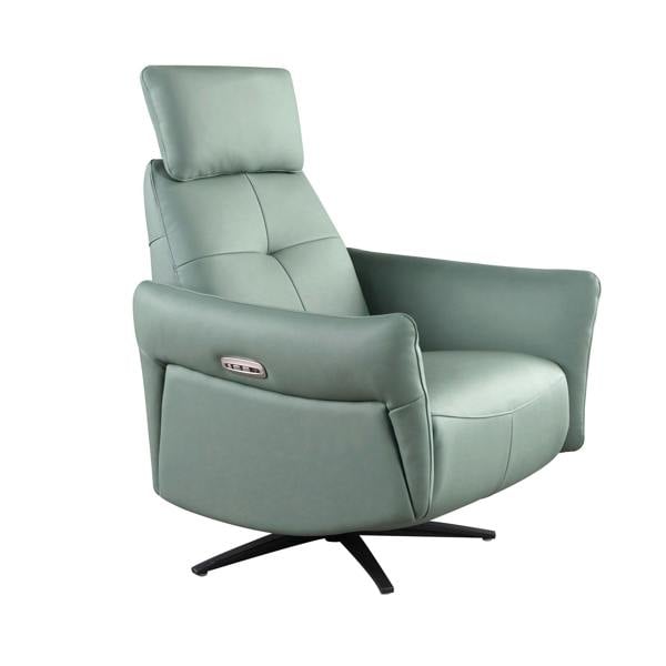 Angel Cerdá Turquoise green leather swivel relax armchair 5174