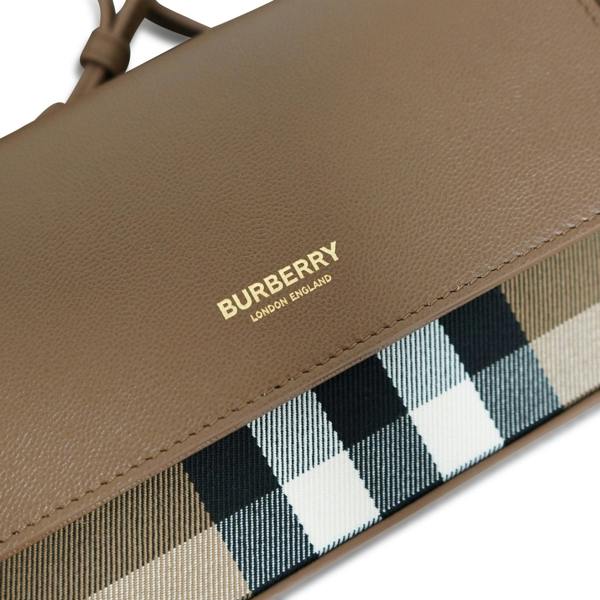 Burberry 'New Hampshire' Leather Shoulder Bag Earth Brown - chancefashionco