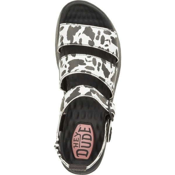 HEYDUDE Delray Buckle Animal Polyester Women's Black/White Sandals
