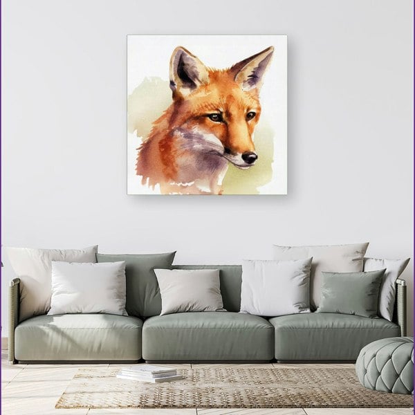 Warren Reed Fox Watercolour Canvas