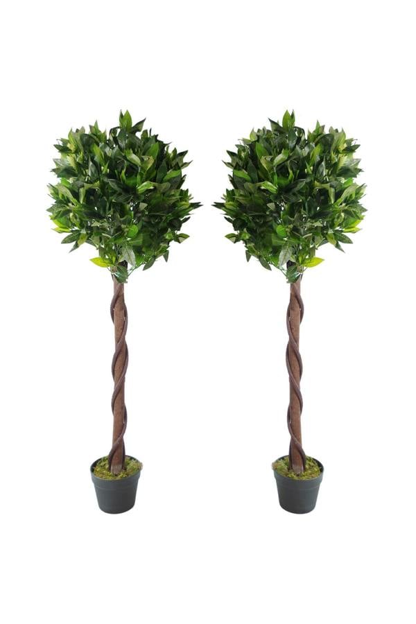 Dyzi Artificial Twisted Bay Tree Pair 120cm Potted Décor