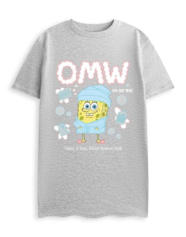 SpongeBob SquarePants Womens Grey On My Way Short Sleeved T-Shirt