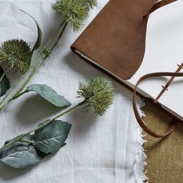 Hill Interiors Globe Thistle Spray Artificial Flower - Green