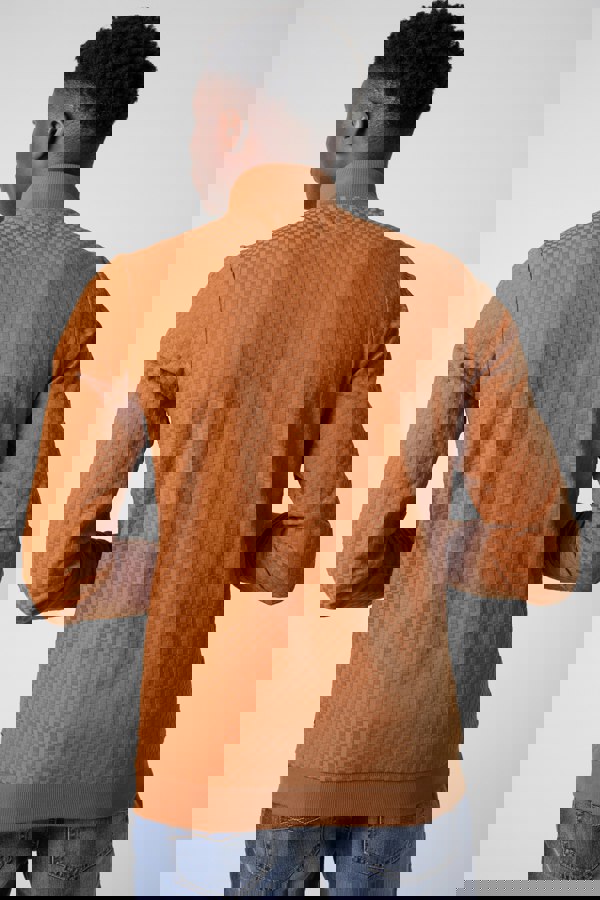 ENORSIA Textured Pattern High Neck Sweatshirt