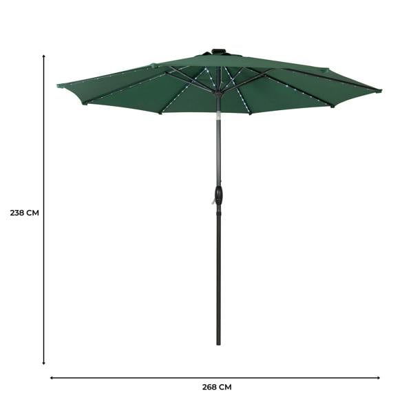 Jardi LED Tilt Parasol 2.7m – Green