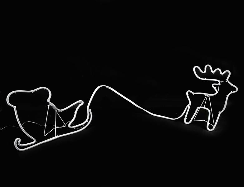 90 Blue LED Reindeer with Sleigh Neon Effect Rope Light Silhouette, Double-Sided Christmas Decoration image 2