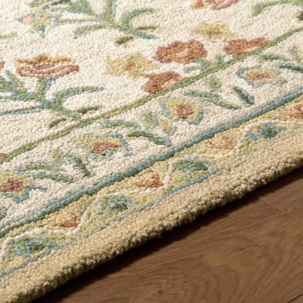 Livabliss Fairfax-Hand Tufted Green Beige Pink Wool Global Rug