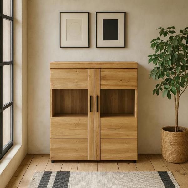 Wyld Haus LarkwoodLow Wide 2 Door Grandson Oak Display Cabinet