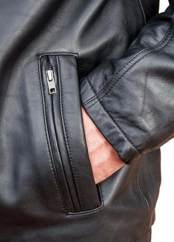 Infinity Leather Mens  Warm Mid-Length Leather Biker Jacket