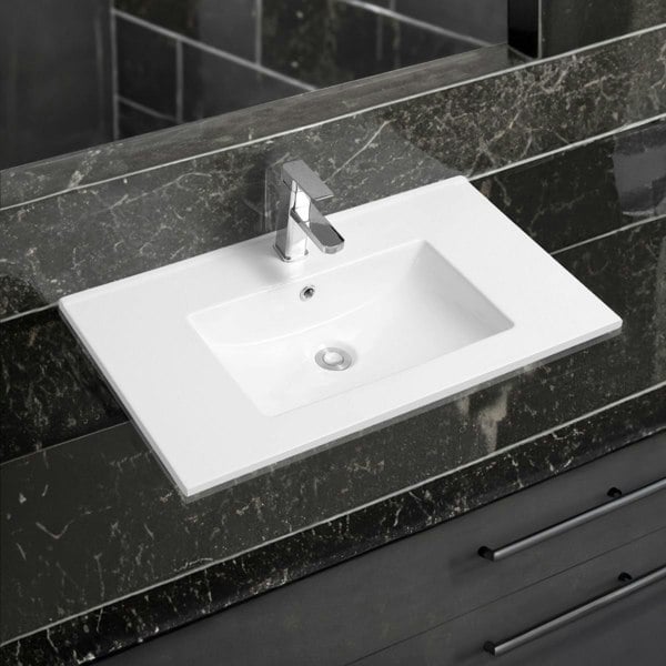 Limoge 4001A Ceramic 76cm Thin-Edge Inset Basin with Scooped Bowl