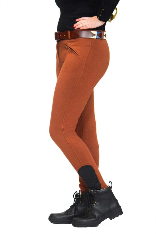 eQuitack Women's Stretchy Self Seat Horse Riding Jodhpurs Dark Brown