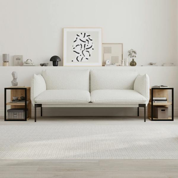 Decortie Modern Echo Set of 2 Sofa End Tables, 3-Tier Side Table with Metal Frame for Bedroom, Living Room 2-Pack Set