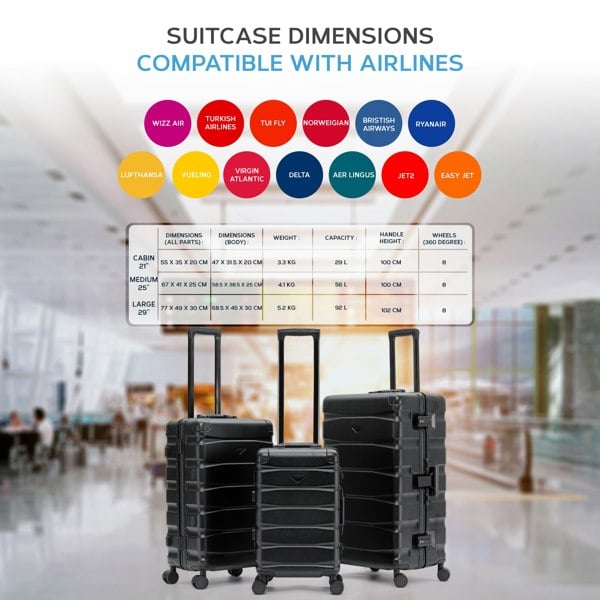 Flight Knight 31" Large Check in Suitcase - Aluminium Frame, ABS Body Hold Luggage
