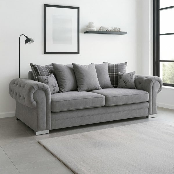 Furnishings For Less Milan Chesterfield Fabric 3 Seater Sofa - Scatter Back