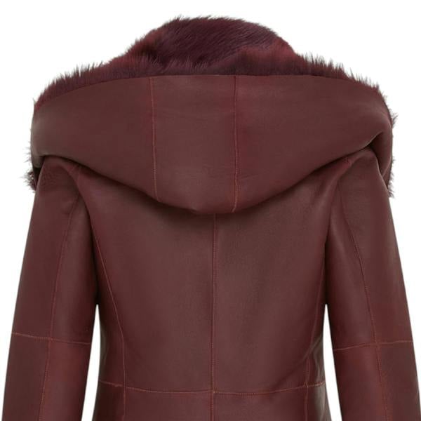 Infinity Leather Womens Toscana Sheepskin Leather Hooded Trench Coat - Coast