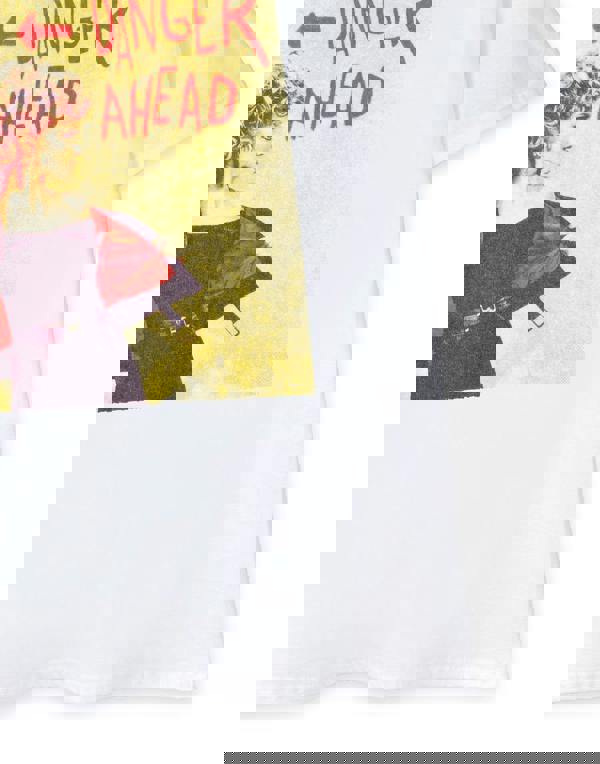 Grease Womens White Danger Ahead Short Sleeved T-Shirt