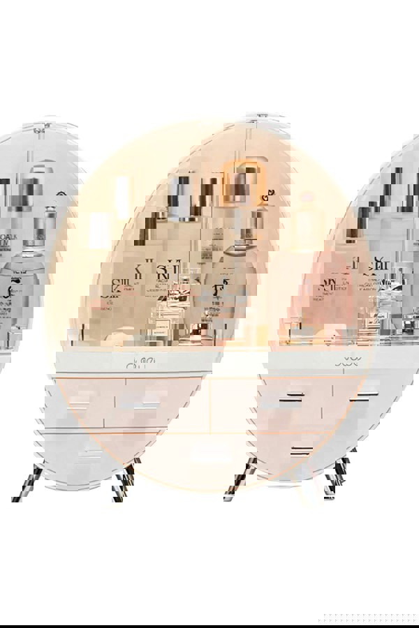 Living and Home Dustproof Round Cosmetic Storage Box Desktop Organzier