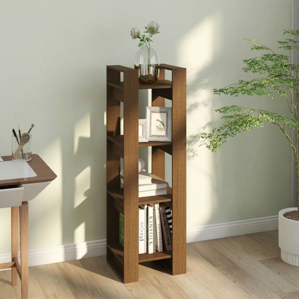 Berkfield Book Cabinet/Room Divider Honey Brown 41x35x125 cm Solid Wood