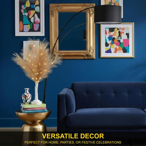 70cm Champagne Feather Tree Table Lamp with Warm White LEDs, Battery Operated Decorative Light image 6