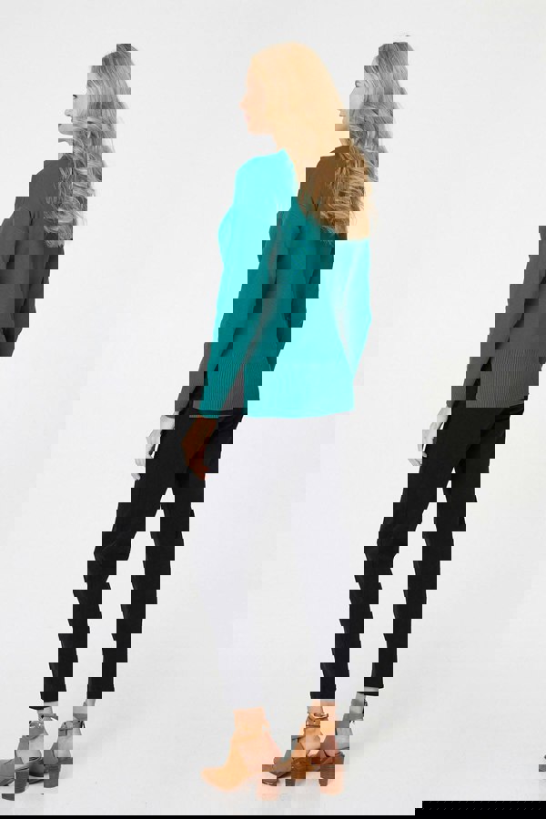 Green | Long Sleeve Split Hem Slim Jumper
