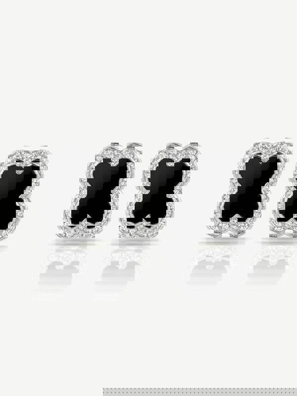 Sterling Silver Black Clover Stud Earrings