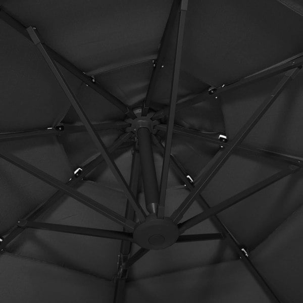 Berkfield 4-Tier Parasol with Aluminium Pole Black 3x3 m
