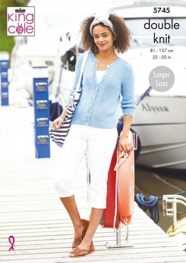 King Cole Cottonsmooth DK Knitting Pattern 5745, Cardigans, Tops for Women, 32 - 50 Inches