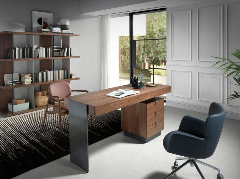 Angel Cerdá Desk walnut and darkened polished steel 3237