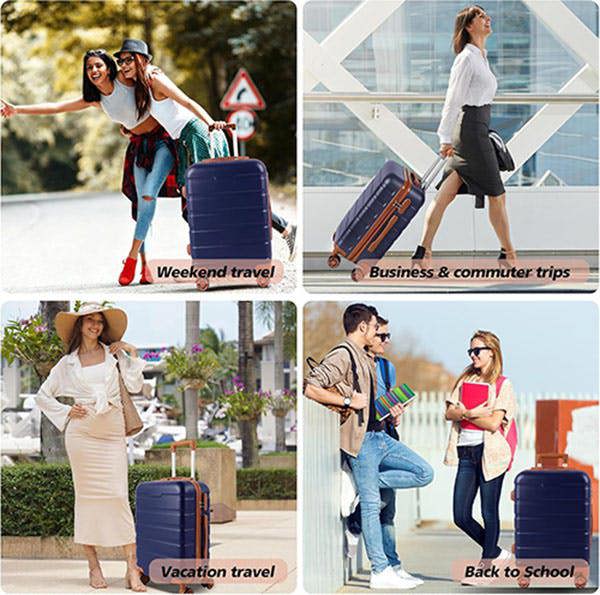 Leaper 20" ABS Carry-On Luggage with Removable Wheels & TSA Lock