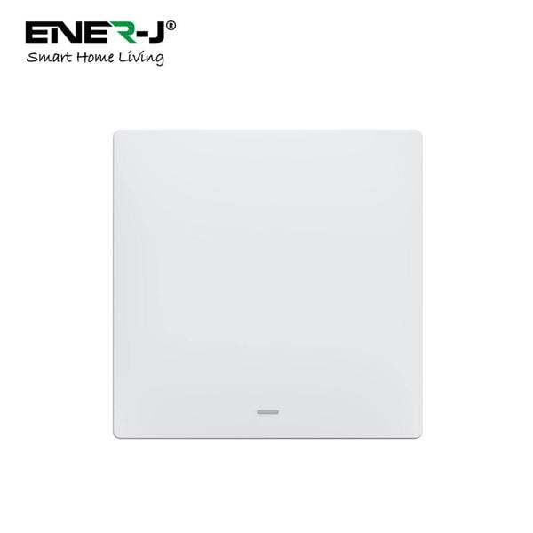 Ener-J 1 Gang Smart WiFi Push Button Light Switch White, No Neutral Required, LED Indicator, App & Voice Control (Alexa, Google, Siri)