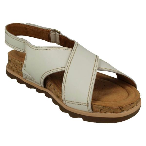 Clarks Ladies Clarks Cross Detailed Slingback Wedge Sandals Yacht Cross
