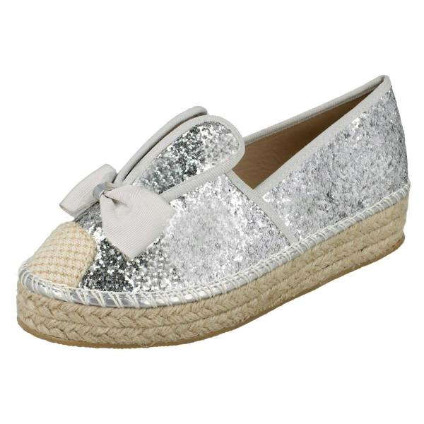 Spot On Ladies Spot On Glitter Bunny Ears Espadrilles