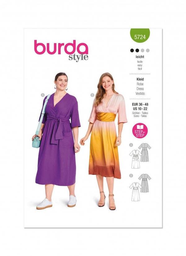 Burda Sewing Pattern 5724 Dresses For Women, 10-22 (36-48) - Easy