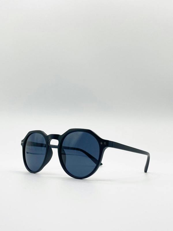 Matte Classic Preppy Sunglasses With Key Hole Nosebridge - svnx