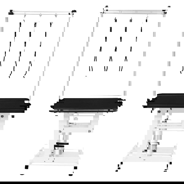 Monstershop White Hydraulic Grooming Table - Black Table Top