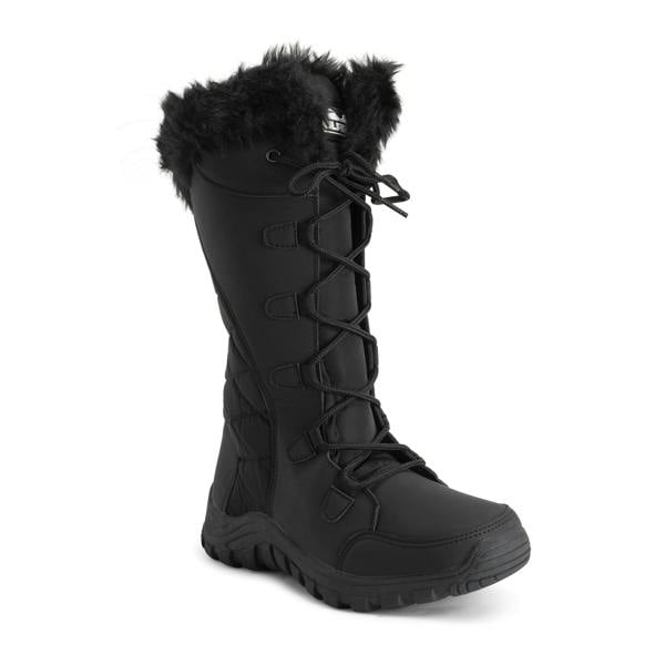 VIVA Women's Quilted Lace Up Waterproof Black Outdoor Cuff Snow Rain Boot