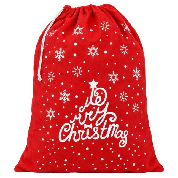 Shatchi Festive Felt Santa Sack Variant Set with Merry Christmas Print and Drawstring Top - 1 Pack - Hanging decoration set