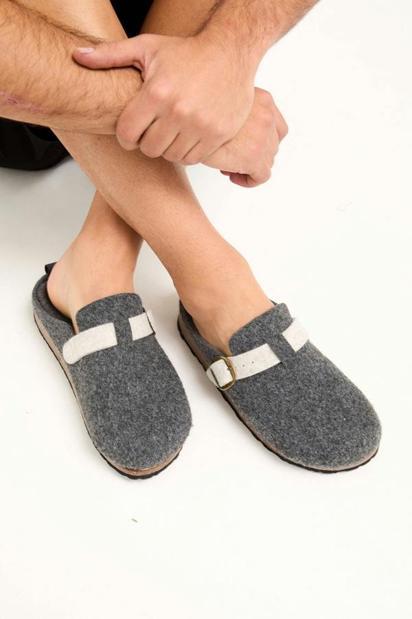 Mister You Jordan Mule Slippers in Charcoal - Sleepwear & Loungewear