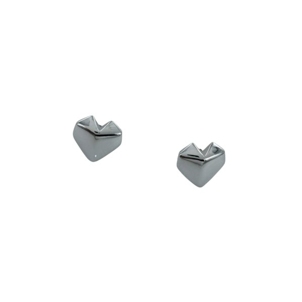 Sterling Silver Origami Heart Design Earrings - Reeves & Reeves